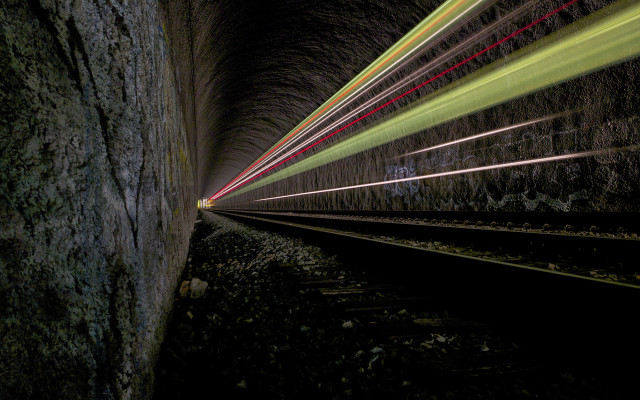 Train tunnel light travel night free wallpaper for desktop - medium preview image
