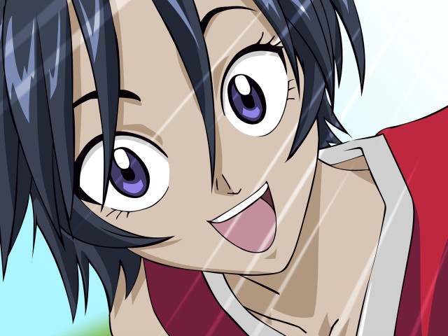 Cartoon person blue eyes red free wallpaper for desktop - medium preview image