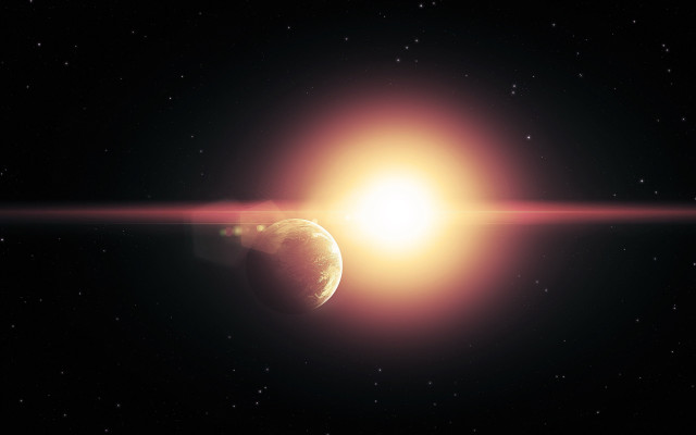 Bright sun dark sky astronaut free wallpaper for desktop - medium preview image