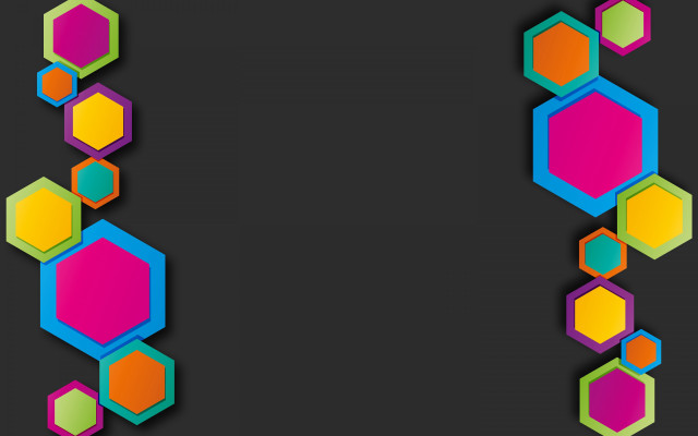 Black background colorful hexagons bauhaus free wallpaper for desktop - medium preview image