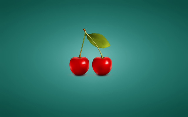 Cherry leaf green background blue free wallpaper for desktop - medium preview image