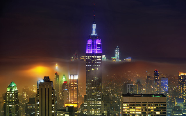 City skyline tall building fog free wallpaper for desktop - medium preview image
