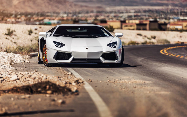 White sports car desert mountains #2 free wallpaper for desktop - medium preview image