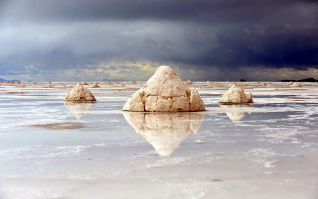 Lake rock island sky clouds free wallpaper for desktop - medium preview image