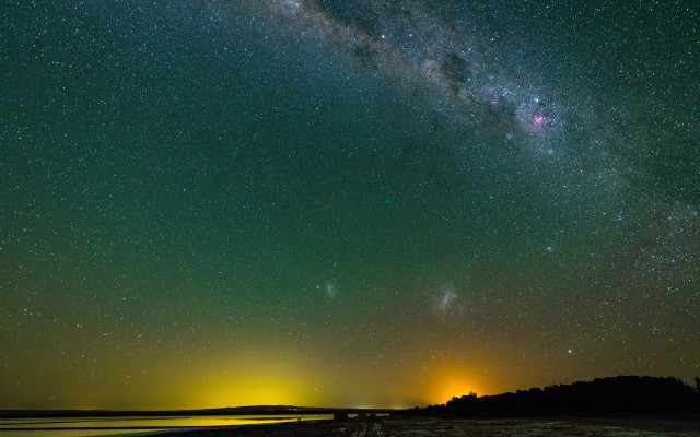 Night sky stars road hill free wallpaper for desktop - medium preview image