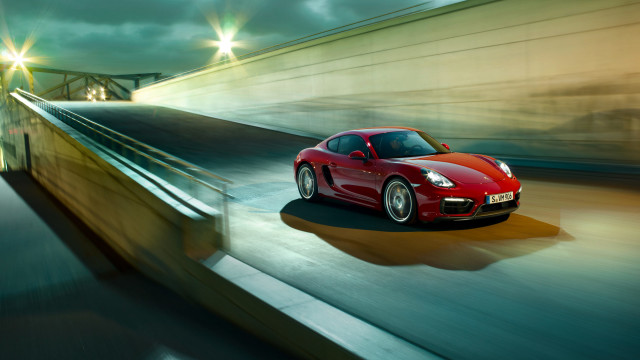 Red sports car night highway free wallpaper for desktop - medium preview image