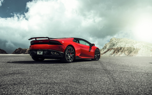 Red sports car mountains clouds #10 free wallpaper for desktop - medium preview image