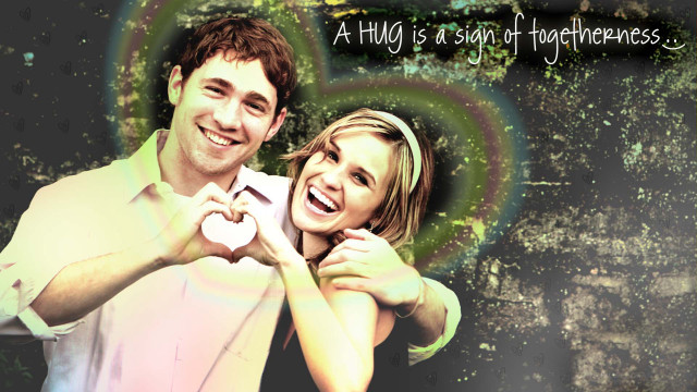 Smiling couple heart quote together free wallpaper for desktop - medium preview image