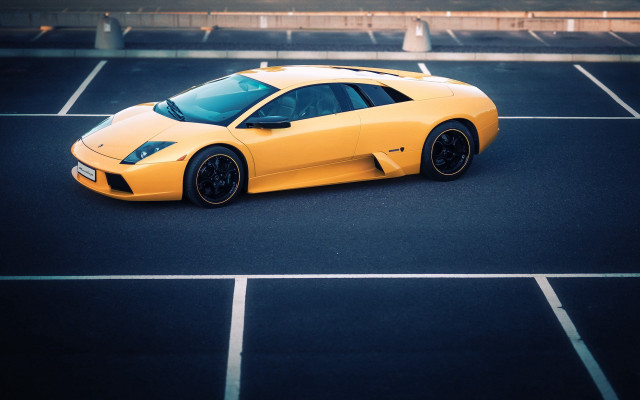 Yellow sports car tiltshift sharplines free wallpaper for desktop - medium preview image