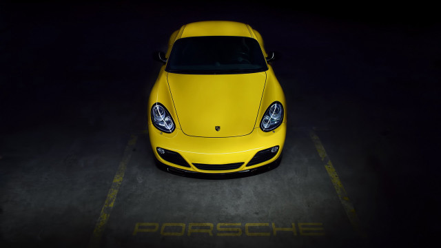 Yellow sports car night parking #4 free wallpaper for desktop - medium preview image