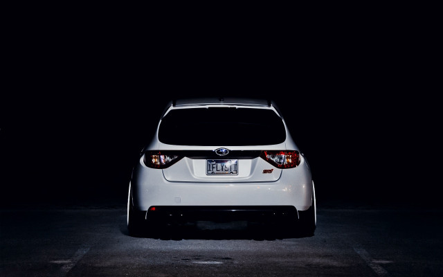 White car dark parking lot free wallpaper for desktop - medium preview image