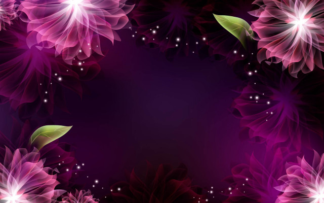 Purple background pink flowers stars free wallpaper for desktop - medium preview image