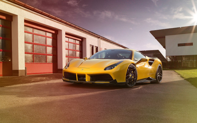 Yellow sports car red door free wallpaper for desktop - medium preview image