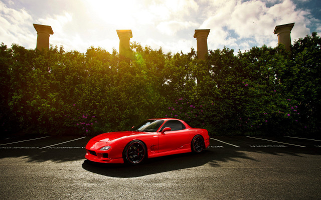Red sports car parking lot #44 free wallpaper for desktop - medium preview image
