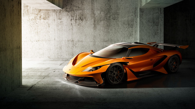 Orange sports car dark room #8 free wallpaper for desktop - medium preview image