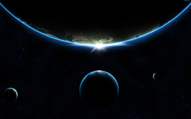 Planets bright star space art free wallpaper for desktop - medium preview image
