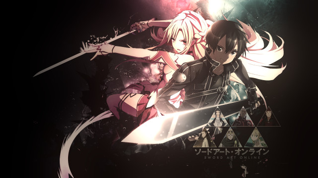 Anime characters swords black background #2 free wallpaper for desktop - medium preview image