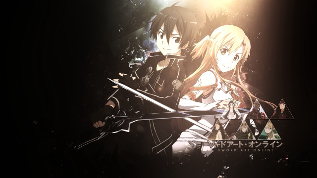 Anime characters swords dark background free wallpaper for desktop - medium preview image