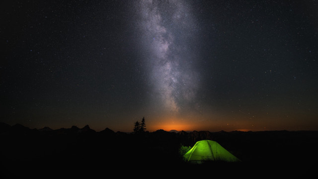 Milkyway night stars tent astrophotography free wallpaper for desktop - medium preview image