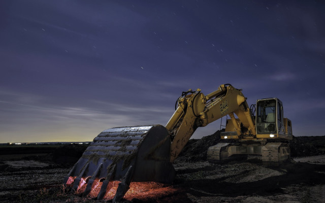 Bulldozer night fullmoon starrysky ecological free wallpaper for desktop - medium preview image
