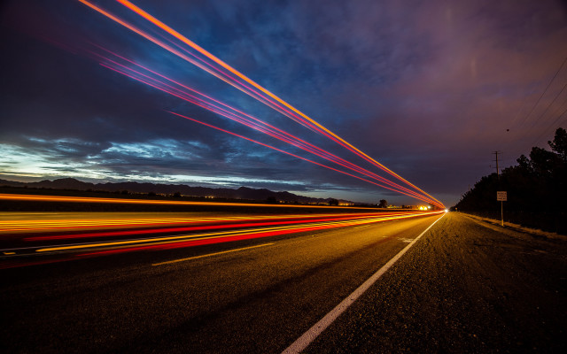 Highway clouds lights longexposure urban free wallpaper for desktop - medium preview image