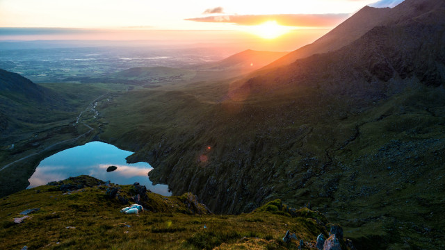 Mountain lake sunset clouds nature #3 free wallpaper for desktop - medium preview image