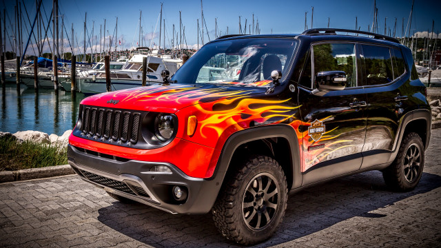 Red black jeep flames marina free wallpaper for desktop - medium preview image