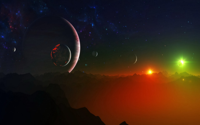 Distant planet bright star space free wallpaper for desktop - medium preview image
