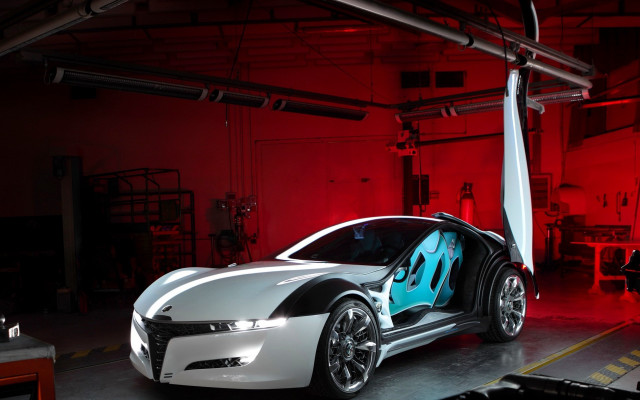 Blue door car red garage free wallpaper for desktop - medium preview image