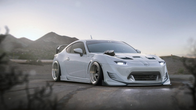 White sports car mountains parking free wallpaper for desktop - medium preview image