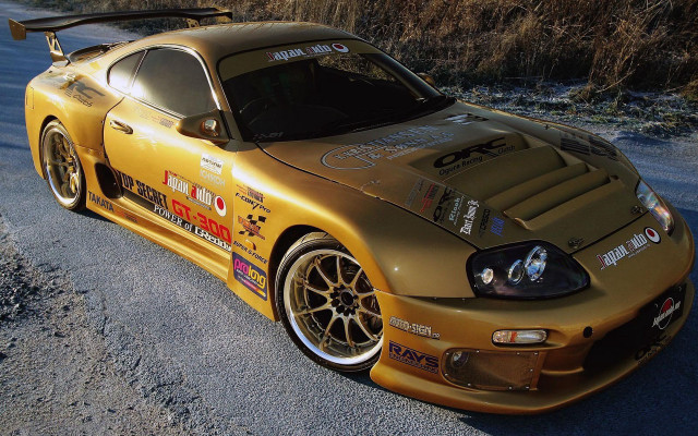 Gold car forest snow 3d free wallpaper for desktop - medium preview image