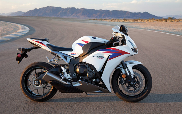 White motorcycle mountains desert nopeople free wallpaper for desktop - medium preview image