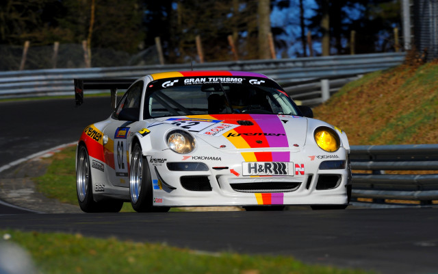 White car rainbow front race free wallpaper for desktop - medium preview image