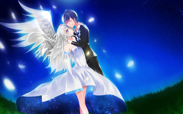 Anime couple night sky stars #2 free wallpaper for desktop - medium preview image