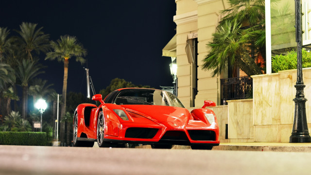 Red sports car night palm #2 free wallpaper for desktop - medium preview image