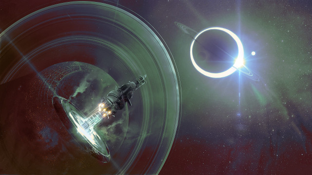 Space station galaxy ring star free wallpaper for desktop - medium preview image