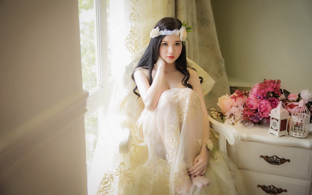 Gothic bride wedding dress flower free wallpaper for desktop - medium preview image