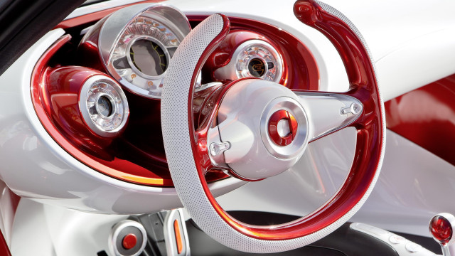 Futuristic car dashboard steering wheel free wallpaper for desktop - medium preview image