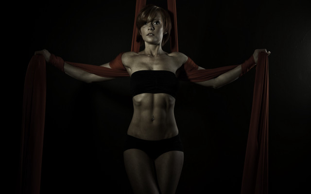 Woman black bikini red scarf free wallpaper for desktop - medium preview image