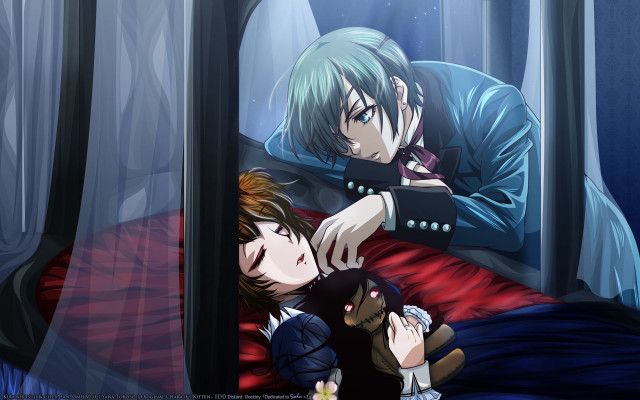 Couple bed teddy bear gothic free wallpaper for desktop - medium preview image