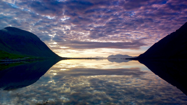 Lake mountain cloud reflection sunset free wallpaper for desktop - medium preview image