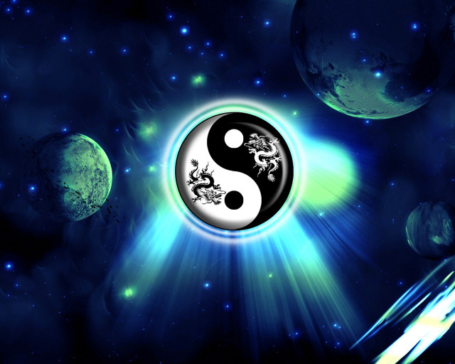 Yin planets stars sky blue free wallpaper for desktop - medium preview image