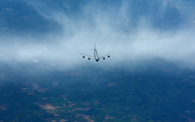 Plane clouds lights matte night free wallpaper for desktop - medium preview image