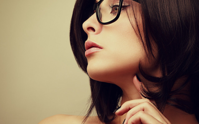 Woman glasses necklace looking up free wallpaper for desktop - medium preview image