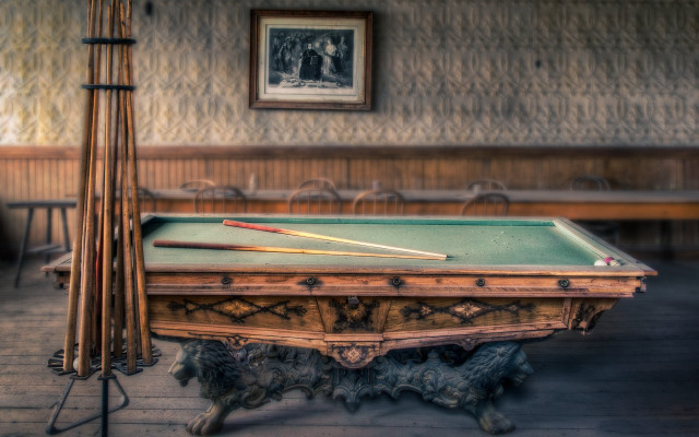 Pool table two cues room free wallpaper for desktop - medium preview image