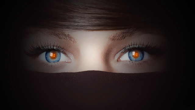 Woman eyes black veil closeup free wallpaper for desktop - medium preview image