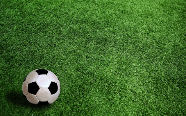 Soccer ball green field checkered free wallpaper for desktop - medium preview image
