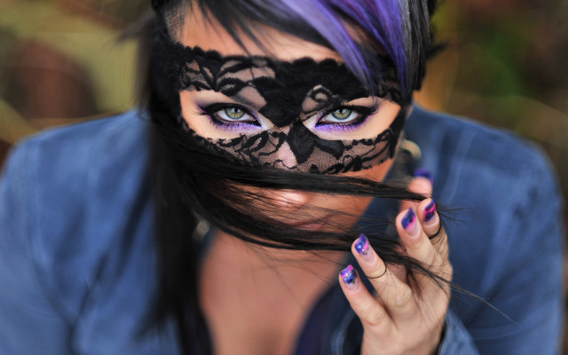 Purple haired gothic portrait black free wallpaper for desktop - medium preview image
