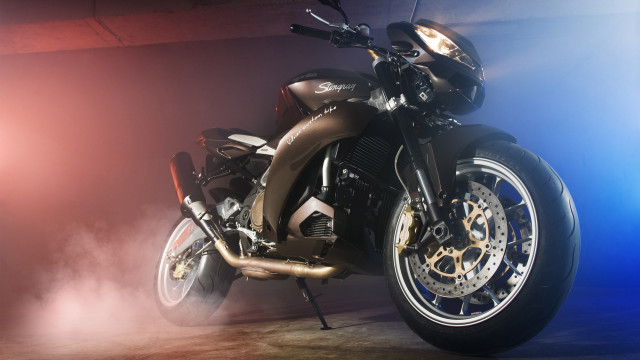 Motorcycle smoke lights digital panfuturism free wallpaper for desktop - medium preview image