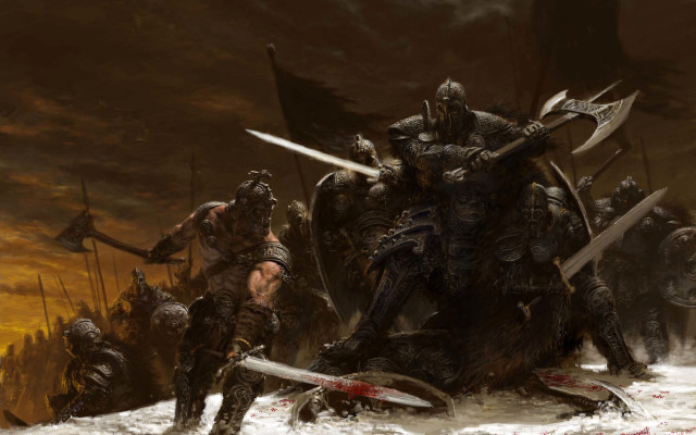 Armor weapon heroes demon fantasy free wallpaper for desktop - medium preview image